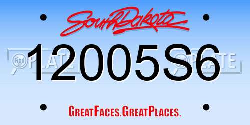 12005S6 South Dakota License Plate