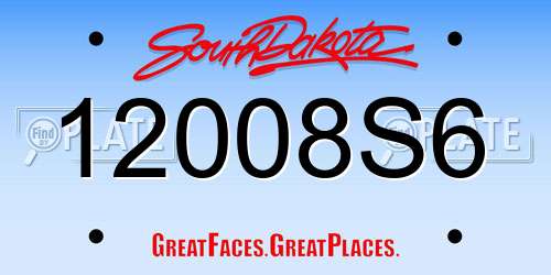 12008S6 South Dakota License Plate