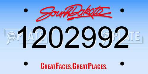 1202992 South Dakota License Plate
