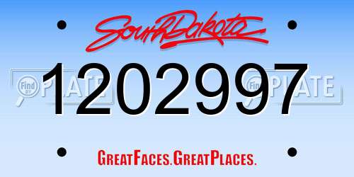 1202997 South Dakota License Plate