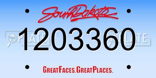 1203360 South Dakota License Plate