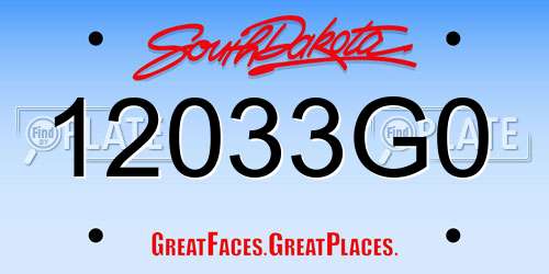 12033G0 South Dakota License Plate