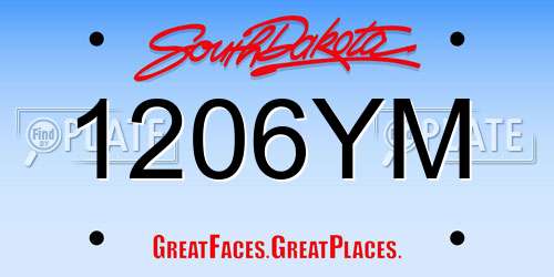 1206YM South Dakota License Plate