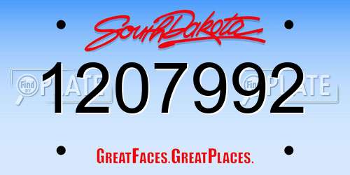 1207992 South Dakota License Plate