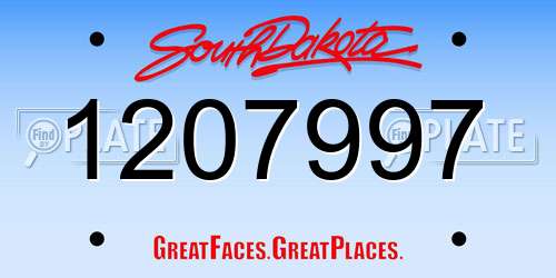 1207997 South Dakota License Plate