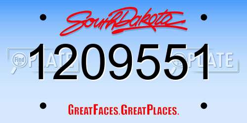1209551 South Dakota License Plate