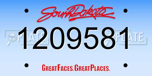 1209581 South Dakota License Plate
