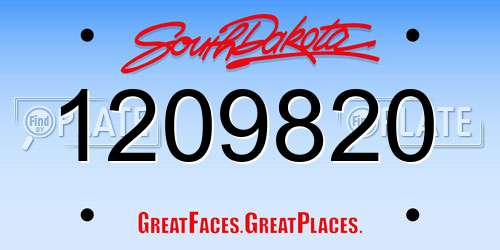 1209820 South Dakota License Plate