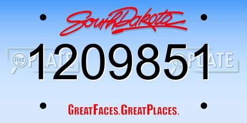 1209851 South Dakota License Plate