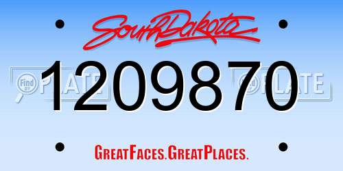 1209870 South Dakota License Plate