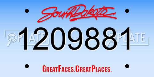 1209881 South Dakota License Plate