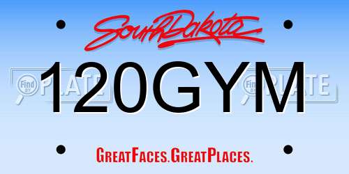 120GYM South Dakota License Plate