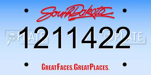 1211422 South Dakota License Plate