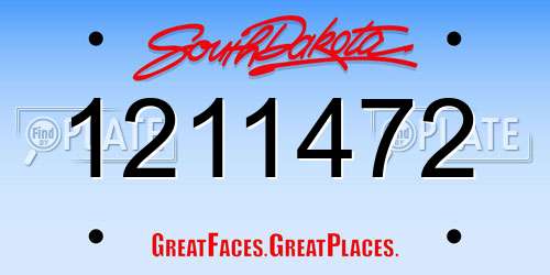 1211472 South Dakota License Plate