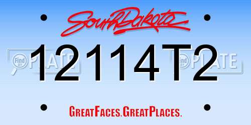12114T2 South Dakota License Plate