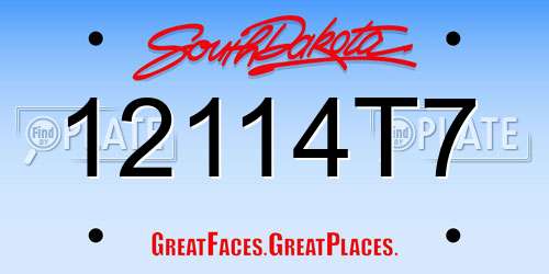12114T7 South Dakota License Plate