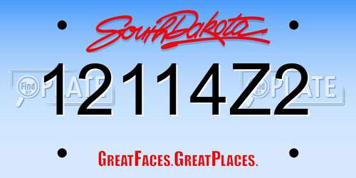 12114Z2 South Dakota License Plate