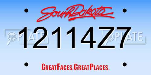 12114Z7 South Dakota License Plate