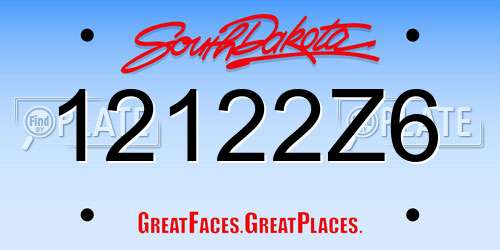 12122Z6 South Dakota License Plate