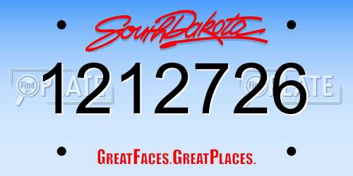 1212726 South Dakota License Plate