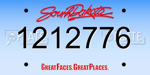 1212776 South Dakota License Plate