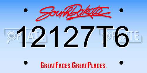 12127T6 South Dakota License Plate
