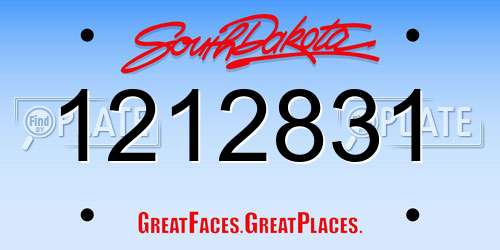1212831 South Dakota License Plate