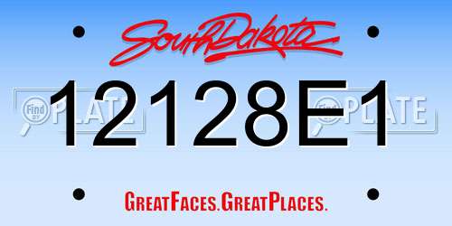 12128E1 South Dakota License Plate