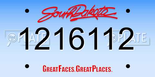 1216112 South Dakota License Plate