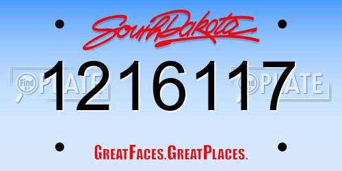 1216117 South Dakota License Plate