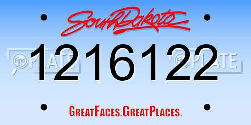 1216122 South Dakota License Plate