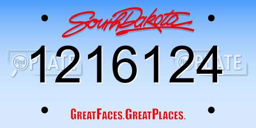 1216124 South Dakota License Plate