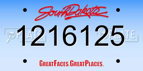 1216125 South Dakota License Plate