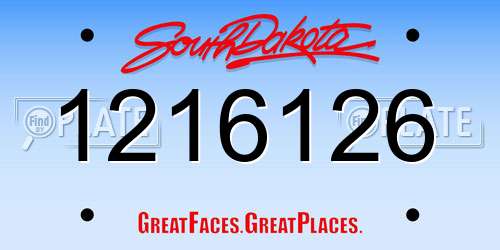 1216126 South Dakota License Plate