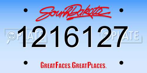 1216127 South Dakota License Plate
