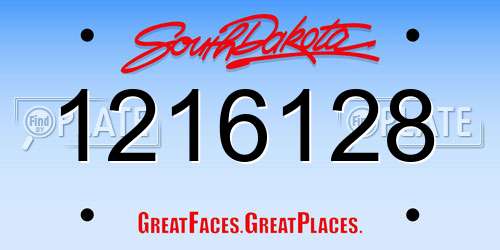 1216128 South Dakota License Plate