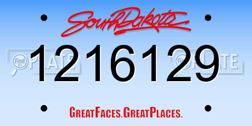 1216129 South Dakota License Plate