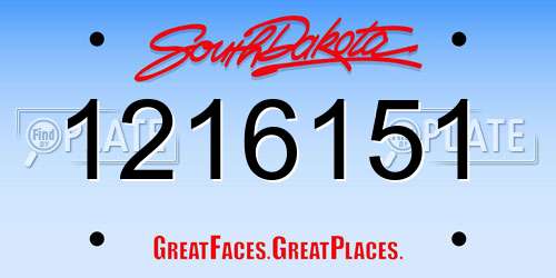 1216151 South Dakota License Plate