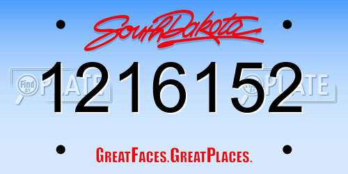 1216152 South Dakota License Plate