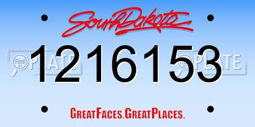 1216153 South Dakota License Plate