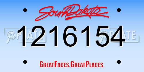 1216154 South Dakota License Plate