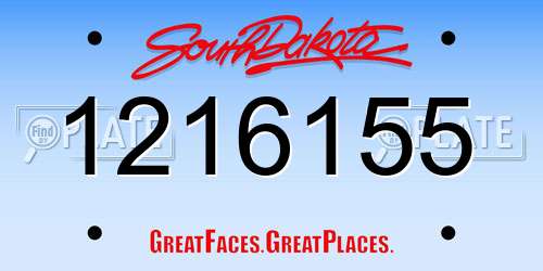 1216155 South Dakota License Plate