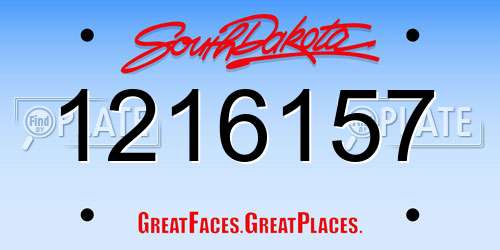 1216157 South Dakota License Plate