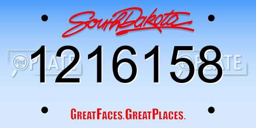 1216158 South Dakota License Plate