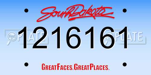 1216161 South Dakota License Plate