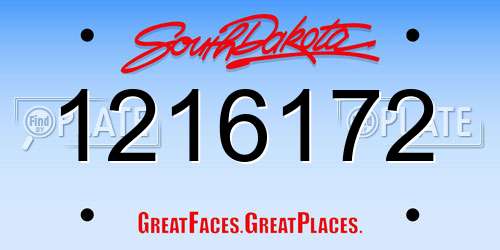 1216172 South Dakota License Plate