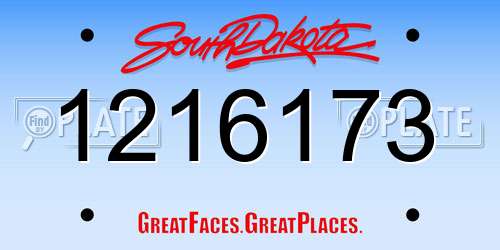 1216173 South Dakota License Plate
