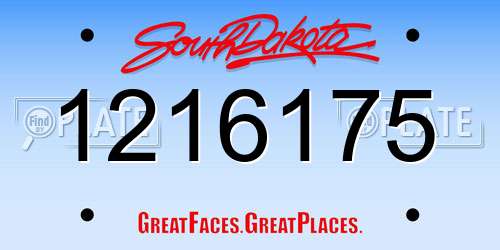 1216175 South Dakota License Plate