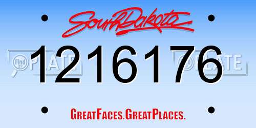 1216176 South Dakota License Plate