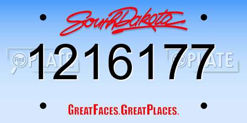 1216177 South Dakota License Plate